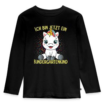 Kindergarten Start Kindergartenkind KiGa Einhorn - Kinder Premium Bio Langarmshirt - Schwarz - Vorne - AI Model Kid Male (0cm)