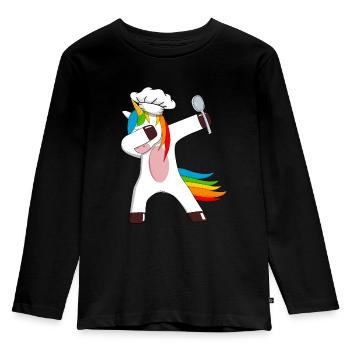 Cuisinière cuisinier amateur cuiller de licorne - T-shirt manches longues Premium Enfant - noir - Devant - AI Model Kid Male (0cm)