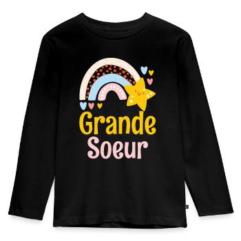 Vieille Sœur Grande Sœur - T-shirt manches longues Premium Enfant - noir - Devant - AI Model Kid Male (0cm)