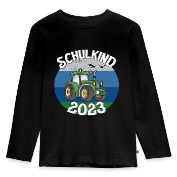 Traktor Schulkind 2023 Geschenkidee - Kinder Premium Bio Langarmshirt - Schwarz - Vorne - AI Model Kid Male (0cm)