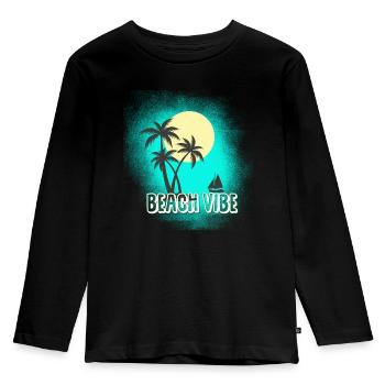 Strand - Kinder Premium Bio Langarmshirt - Schwarz - Vorne - AI Model Kid Male (0cm)