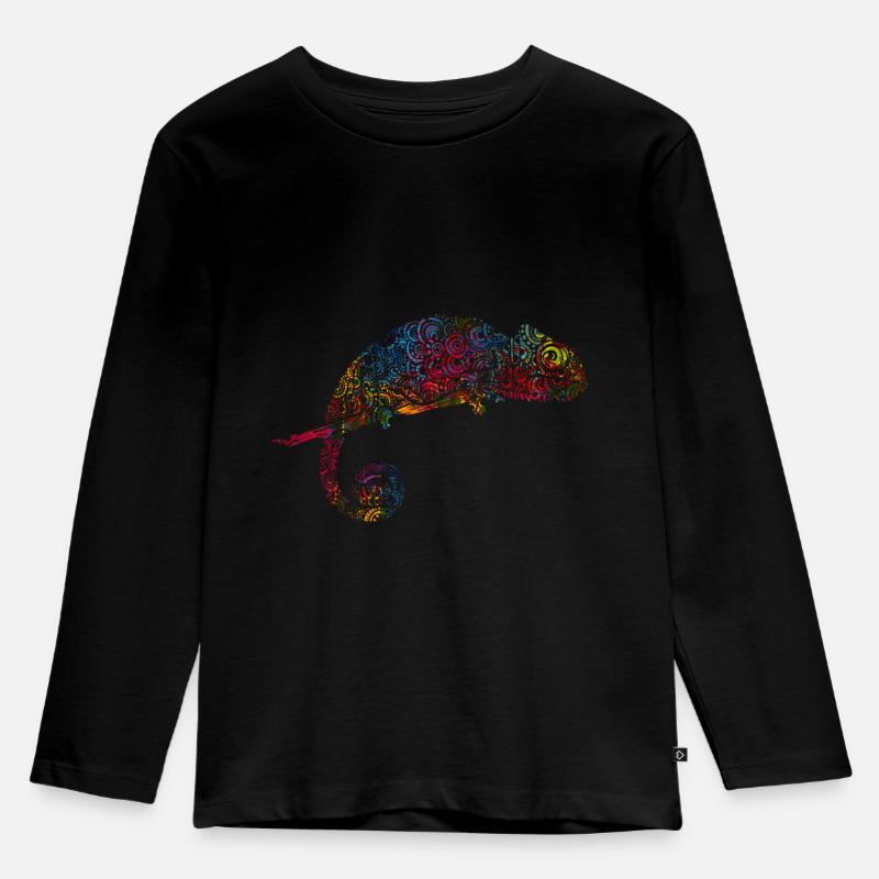 Chamäleon Farbwechsel - Kinder Premium Bio Langarmshirt - Schwarz
