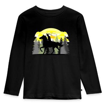 équitation Western - T-shirt manches longues Premium Enfant - noir - Devant - AI Model Kid Male (0cm)