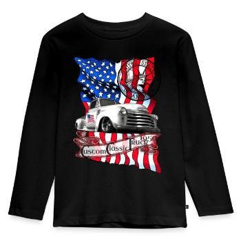 Custom Classic Pickup Truck Baujahr 1950 - Kinder Premium Bio Langarmshirt - Schwarz - Vorne - AI Model Kid Male (0cm)