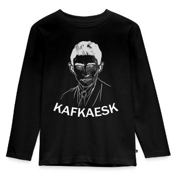 Franz Kafka Kafkaesk portrait - Kids' Premium Longsleeve Shirt - black - Front - AI Model Kid Male (0cm)