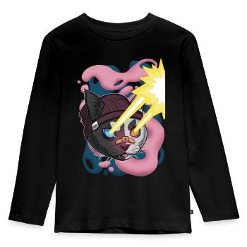 Laser beam cat - Kids' Premium Longsleeve Shirt - black - Front - AI Model Kid Male (0cm)