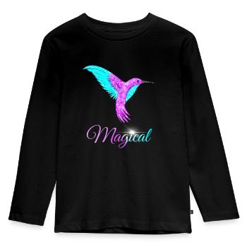 Humming Bird - Kinder Premium Bio Langarmshirt - Schwarz - Vorne - AI Model Kid Male (0cm)