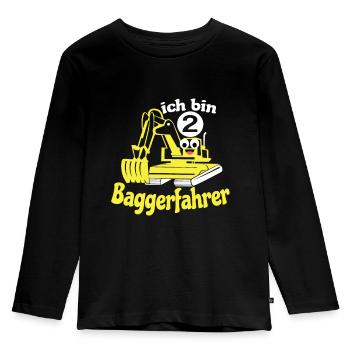 Geburtstag 2 Jahre Jungen Bagger Ich bin 2 Zwei - Kinder Premium Bio Langarmshirt - Schwarz - Vorne - AI Model Kid Male (0cm)