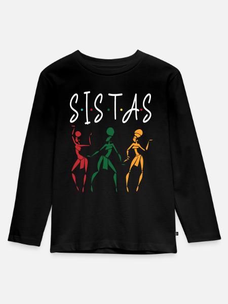 Sistas Black History - Kinder Premium Bio Langarmshirt - Schwarz