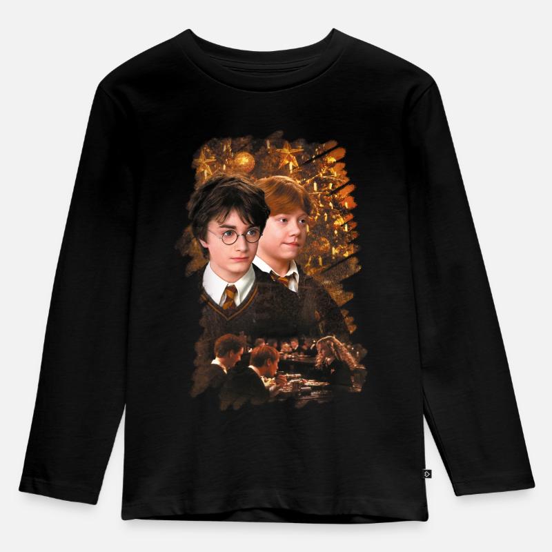 Harry Potter Pull Moche De Noël Harry & Ron - T-shirt manches longues Premium Enfant - noir