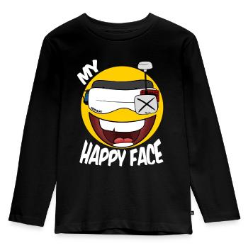 FPV DRONE MY HAPPY FACE - Kids' Premium Longsleeve Shirt - black - Front - AI Model Kid Male (0cm)