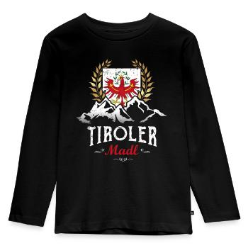 Tiroler Madl Tirol Wappen Adler Berge Spruch Madln - Kinder Premium Bio Langarmshirt - Schwarz - Vorne - AI Model Kid Male (0cm)