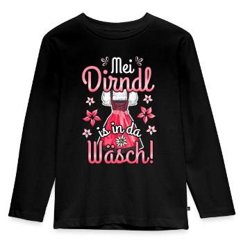 Mei Dirndl is in da Wäsch - Kinder Premium Bio Langarmshirt - Schwarz - Vorne - AI Model Kid Male (0cm)