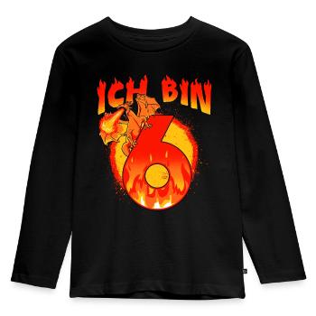 6. Geburtstag Junge 6 Jahre alt Drache - Kinder Premium Bio Langarmshirt - Schwarz - Vorne - AI Model Kid Male (0cm)