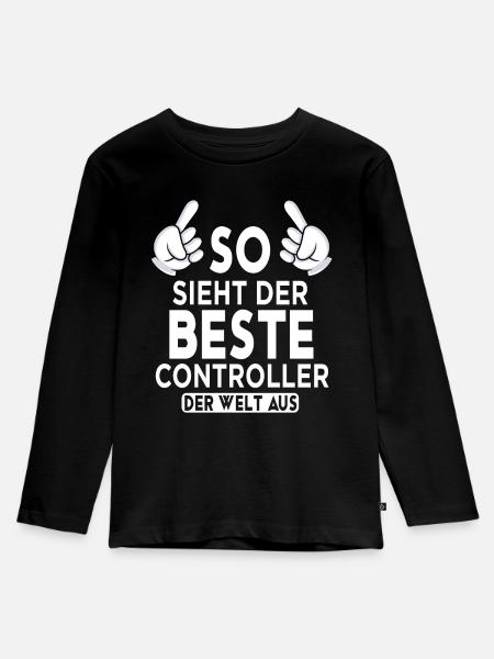 Controller Spruch - Kinder Premium Bio Langarmshirt - Schwarz