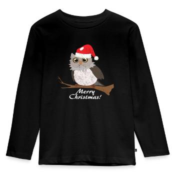 Eule - Kinder Premium Bio Langarmshirt - Schwarz - Vorne - AI Model Kid Male (0cm)