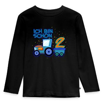 Traktor Ich Bin Schon 2 Geburtstag - Kinder Premium Bio Langarmshirt - Schwarz - Vorne - AI Model Kid Male (0cm)