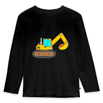 Bagger Baumaschine - Kinder Premium Bio Langarmshirt - Schwarz - Vorne - AI Model Kid Male (0cm)