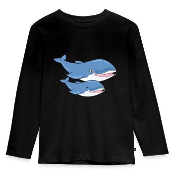 Wale - Kinder Premium Bio Langarmshirt - Schwarz - Vorne - AI Model Kid Male (0cm)