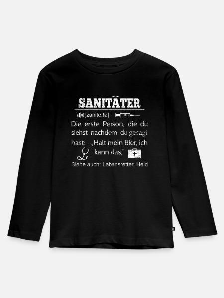 Sanitäter - Kinder Premium Bio Langarmshirt - Schwarz