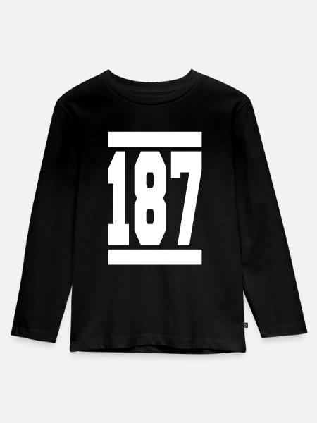 187 - Kinder Premium Bio Langarmshirt - Schwarz