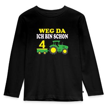 Kinder 4 Geburtstag Traktor Trecker Jahre Geschenk - Kinder Premium Bio Langarmshirt - Schwarz - Vorne - AI Model Kid Male (0cm)