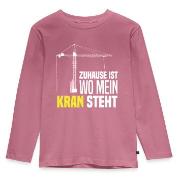 Kran Kranführer - Kinder Premium Bio Langarmshirt - Mauve - Vorne - AI Model Kid Female (0cm)