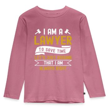 Anwalt - Kinder Premium Bio Langarmshirt - Mauve - Vorne - AI Model Kid Female (0cm)