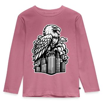 Eagle Outline Illustration - Kids' Premium Longsleeve Shirt - mauve - Front - AI Model Kid Female (0cm)