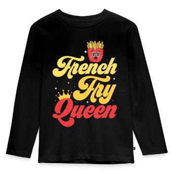 Her Majesty of Crispy Fries: French Fry Queen - Kids' Premium Longsleeve Shirt - black - Front - AI Model Kid Male (0cm)