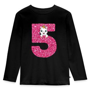 5th birthday 5 year old unicorn birthday child - Kids' Premium Longsleeve Shirt - black - Front - AI Model Kid Male (0cm)