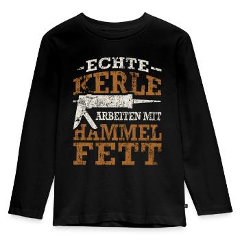 Fließenleger Silikon Hammelfett Spruch Geschenk - Kinder Premium Bio Langarmshirt - Schwarz - Vorne - AI Model Kid Male (0cm)
