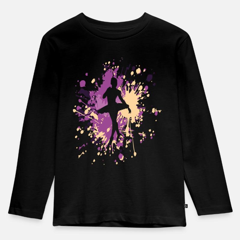 Dance Ballerina Color Splash - Kinder Premium Bio Langarmshirt - Schwarz
