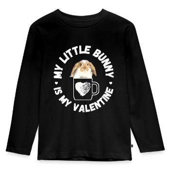My little Rabbit is my Valentine - Kids' Premium Longsleeve Shirt - black - Front - AI Model Kid Male (0cm)