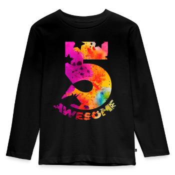 AWESOME 5TH BIRTHDAY 5 YEARS UNICORN - Kids' Premium Longsleeve Shirt - black - Front - AI Model Kid Male (0cm)