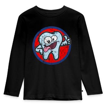 tooth - Kids' Premium Longsleeve Shirt - black - Front - AI Model Kid Male (0cm)