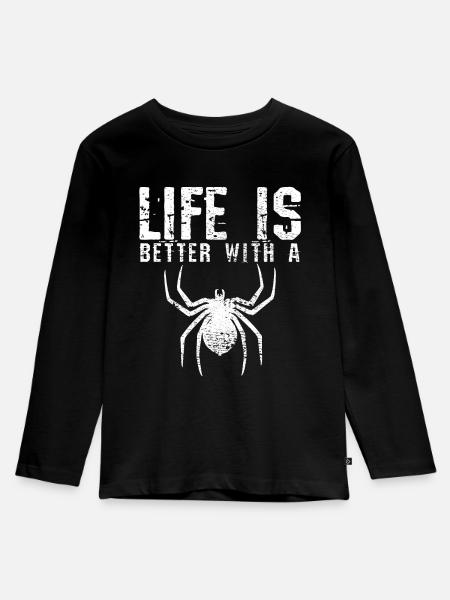 Spinnen Zucht Handel - Kinder Premium Bio Langarmshirt - Schwarz
