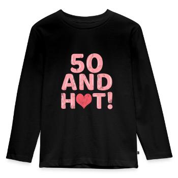 50 and Hot - Kinder Premium Bio Langarmshirt - Schwarz - Vorne - AI Model Kid Male (0cm)