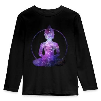 BUDDHA - Kinder Premium Bio Langarmshirt - Schwarz - Vorne - AI Model Kid Male (0cm)