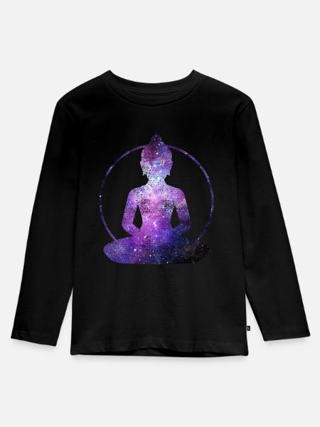 BUDDHA - Kinder Premium Bio Langarmshirt - Schwarz