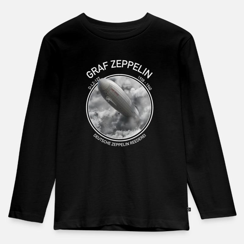 LZ127 Graf Zeppelin - Kinder Premium Bio Langarmshirt - Schwarz