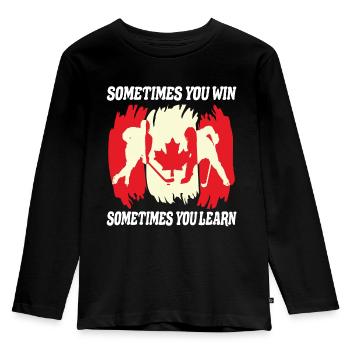 Hockey Sometimes You Win Sometimes You Learn - Kinder Premium Bio Langarmshirt - Schwarz - Vorne - AI Model Kid Male (0cm)