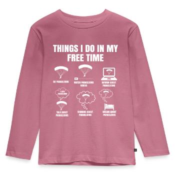 Things I Do in My Free Time Paragliding - Kids' Premium Longsleeve Shirt - mauve - Front - AI Model Kid Female (0cm)