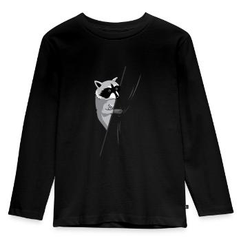 Waschbär Panda Raccoon maskierter Bandit - Kinder Premium Bio Langarmshirt - Schwarz - Vorne - AI Model Kid Male (0cm)
