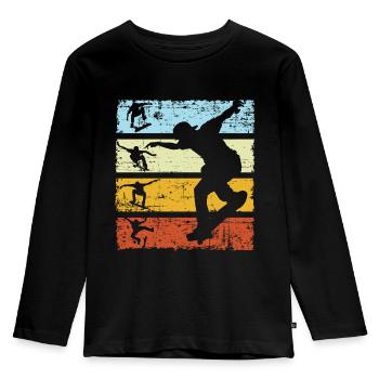 Skate skater vintage Skateboading Retro - T-shirt manches longues Premium Enfant - noir - Devant - AI Model Kid Male (0cm)