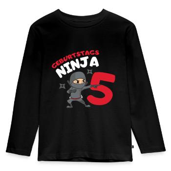 5. Geburtstag Ninja 5 Jahre Ninja Kostüm - Kinder Premium Bio Langarmshirt - Schwarz - Vorne - AI Model Kid Male (0cm)