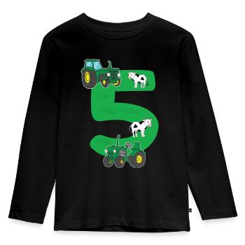 Geburtstagsshirt 5 Jahre Traktor 5. Geburtstag - Kinder Premium Bio Langarmshirt - Schwarz - Vorne - AI Model Kid Male (0cm)
