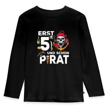 5 jähriger Pirat 5. Geburtstag Achtung Ich Bin 5 - Kinder Premium Bio Langarmshirt - Schwarz - Vorne - AI Model Kid Male (0cm)