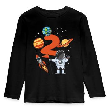 Astronaut anniversaire 2 ans - T-shirt manches longues Premium Enfant - noir - Devant - AI Model Kid Male (0cm)