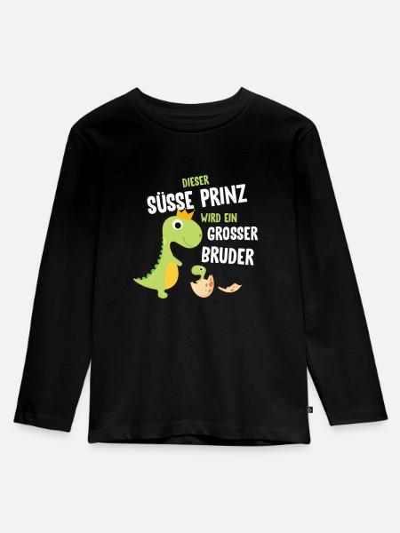 Großer Bruder - Kinder Premium Bio Langarmshirt - Schwarz